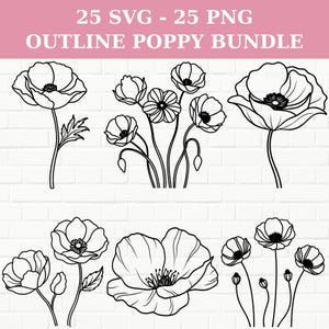 Poppy Svg Png Bundle, Poppy flower svg png, Poppies Vector Clip Art Poppy Clipart Botanical Svg Flower Svg Poppy Flower Cut Files For Cricut
