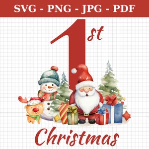 Baby&#39;s First Christmas SVG Bundle: Santa, Reindeer, Snowman (Commercial Use, Digital Download)