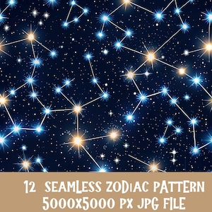 Segni zodiacali senza soluzione di continuità JPG modelli digitali, carta digitale JPG zodiacale, carta digitale astrologica stampabile carta astrologia zodiacale tarocchi senza soluzione di continuità