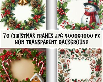 Christmas Frame Clipart Collection: 70 Festive JPG Designs (Digital Download)