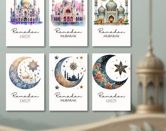 Set of 12 Ramadan Kareem Card Printable, 5x7 4x6 Greeting Card, Digital Download, Commercial Use