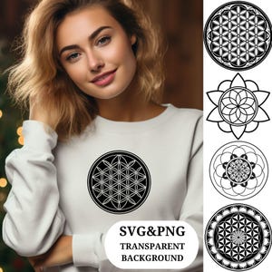 20 Flower of Life SVG Files and 20 Flower of Life PNG Files Flower of Life Vector Sacred Geometry png, Seed of Life svg, Mandala Vector File