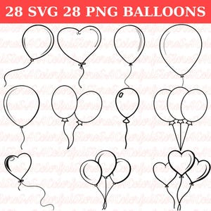 Balloon SVG PNG Bundle: 30 Celebration Designs (Digital Download)