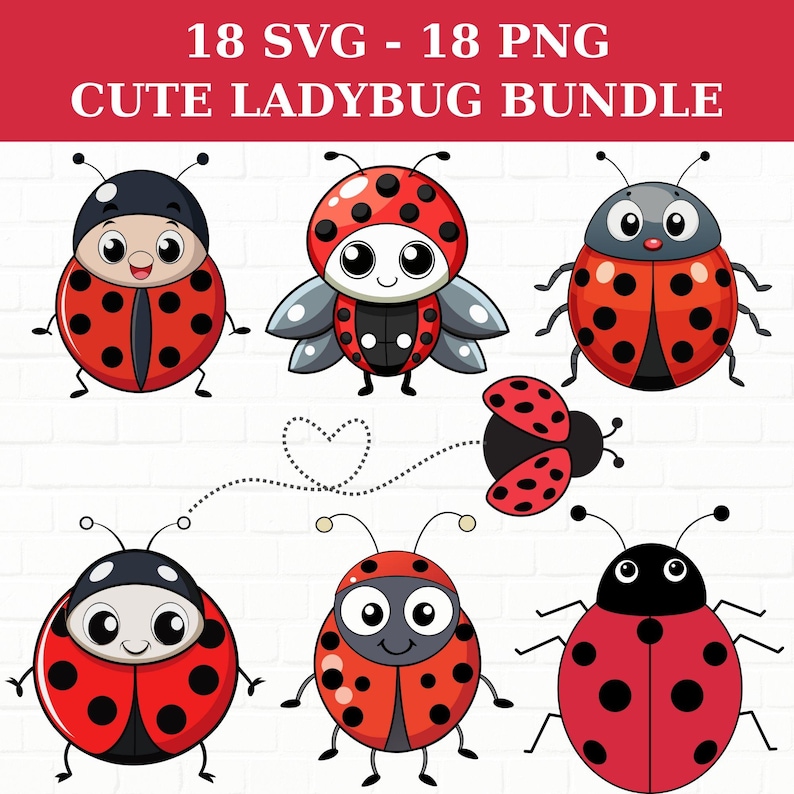 Ladybug Clipart Bundle, Layered SVG PNG Files - Etsy