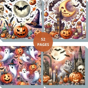 Halloween Digital Paper Bundle, Halloween Png, Halloween Scrapbook Paper, Halloween Digital Paper, Digital Download, Halloween Background