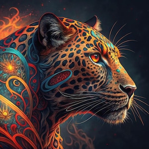 Watercolor Leopard Art Print: Colorful AI-Generated Home Decor (Digital Download, 16x12 inches, PDF & JPEG