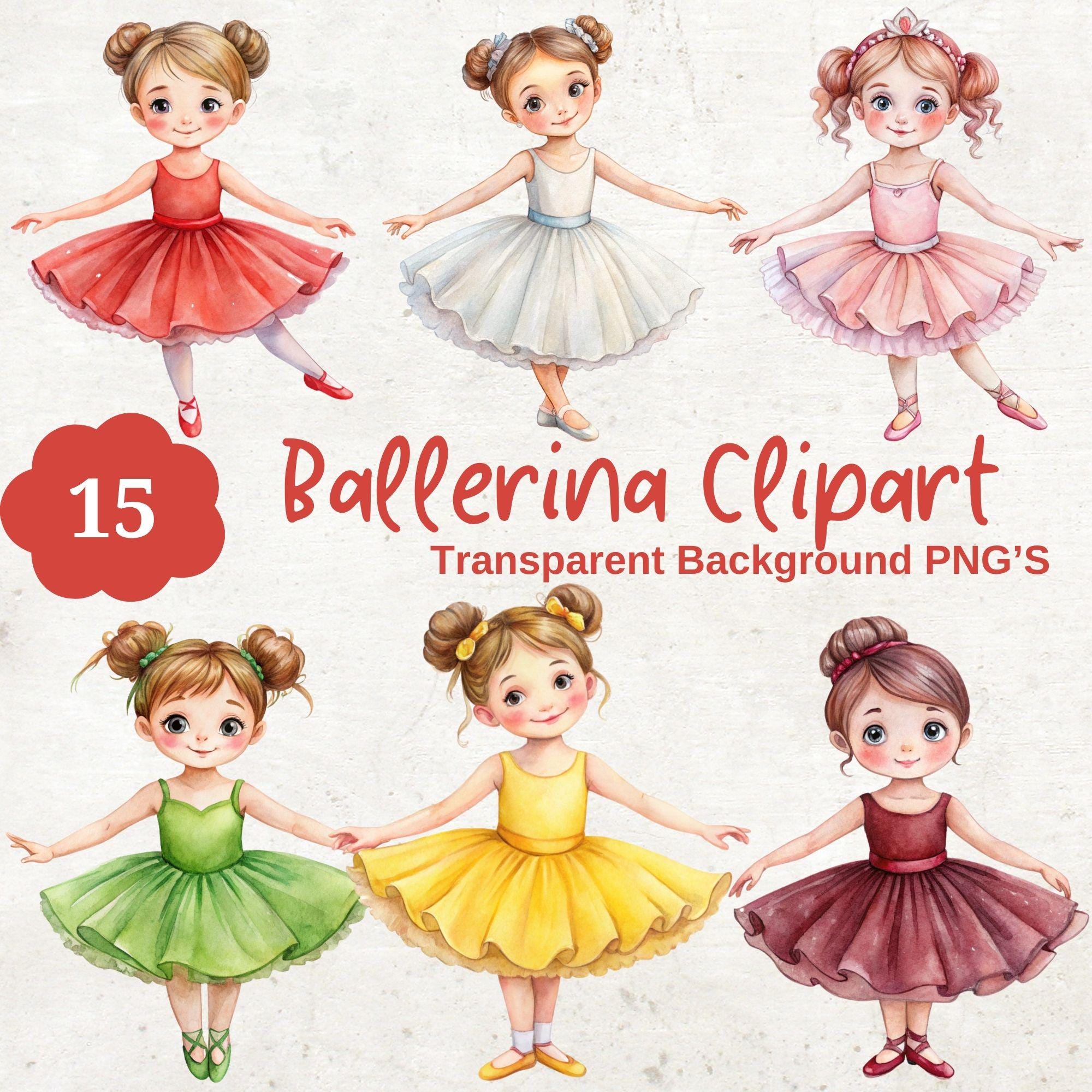 Watercolor Ballerina Clipart Bundle: Nursery Decor PNG Images (digital ...