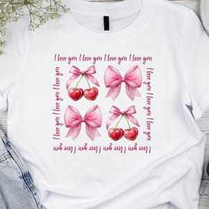 Watercolor Cherry Bow PNG: Valentine&#39;s Day Clipart (Digital Download)