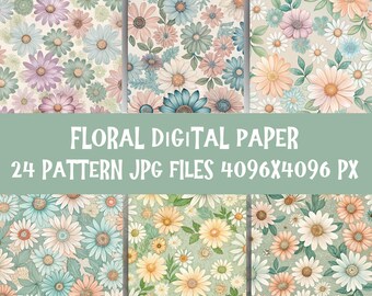 Wildflower Digital Paper Pattern: Garden Floral Designs (PNG Digital Download)