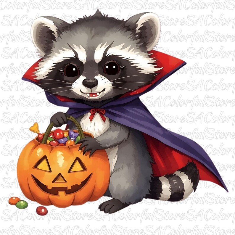 Dracula Raccoon Clipart, Halloween Vampire PNG, Commercial Use - Etsy