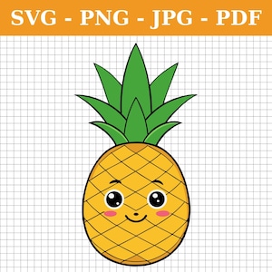Cartoon Pineapple SVG Bundle: Tropical Fruit Clipart (Cricut, Silhouette) Commercial Use