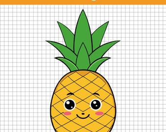 Cartoon Pineapple SVG Bundle: Tropical Fruit Clipart (Cricut, Silhouette) Commercial Use
