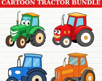 Cartoon Tractor SVG PNG Bundle: Farm Clipart for Cricut