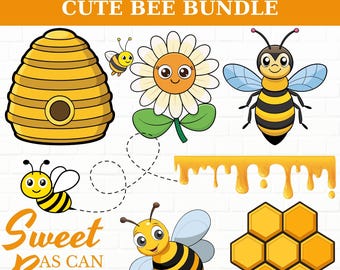 Bee SVG PNG Clipart Bundle: Honeycomb & Queen Bee Designs
