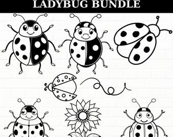 Ladybug SVG PNG Clipart Bundle, Layered Designs (Digital Download)