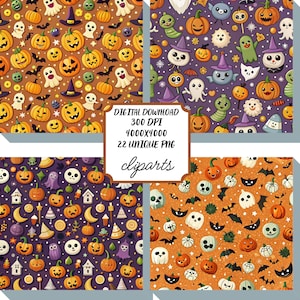 Halloween Digital Paper Bundle, Halloween Png, Halloween Scrapbook Paper, Halloween Digital Paper, Digital Download, Halloween Background