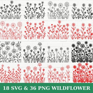 Flower Bundle 18 Svg and 18 png Bundle Floral Svg, Flower png svg Cut Files, Spring Flowers for t shirt, Svg Files For Cricut And Silhouette