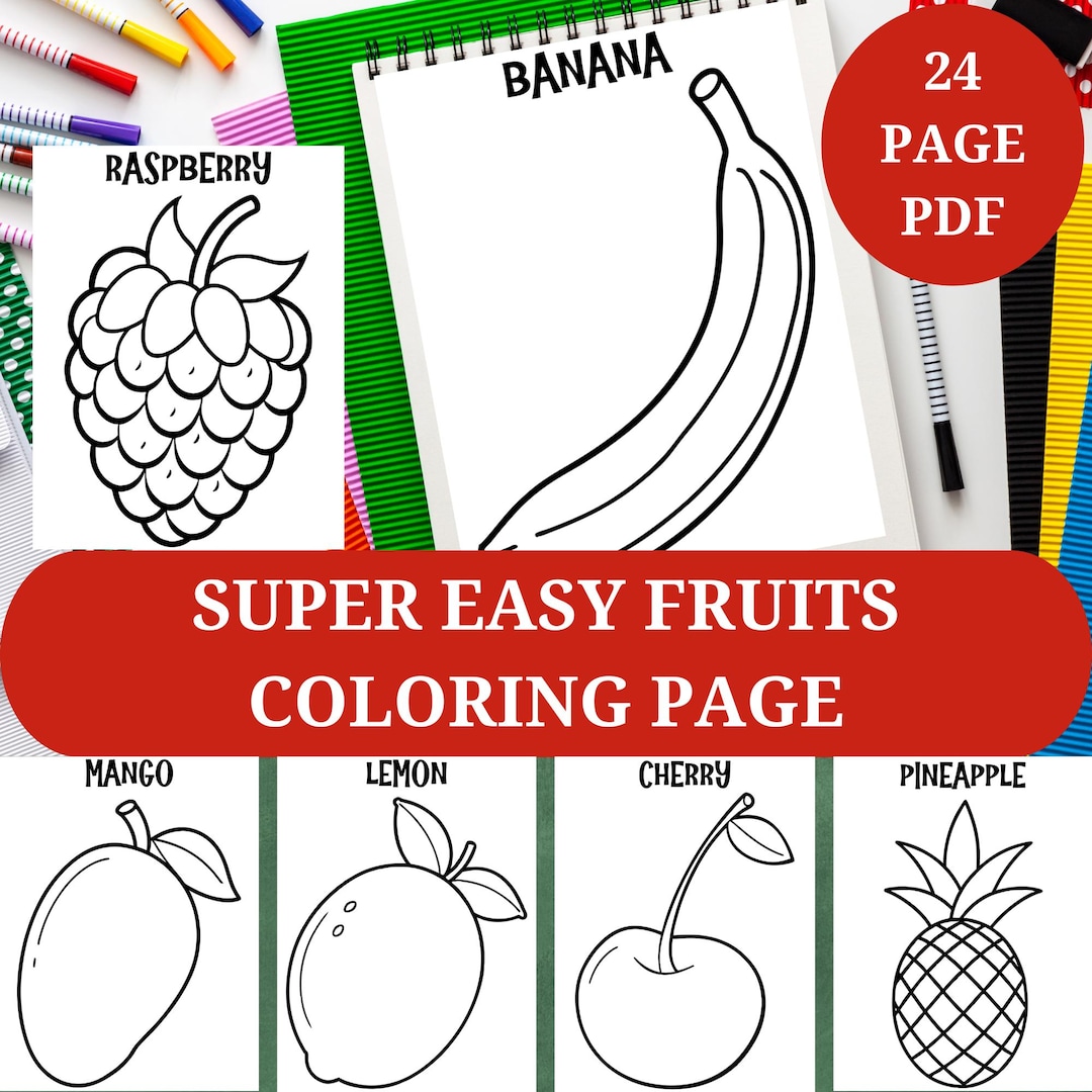 24 Super Easy Fruits Coloring Pages for Kids, Homeschool Printable ...