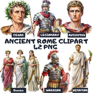 Imágenes prediseñadas de la antigua Roma en acuarela: 42 ilustraciones PNG