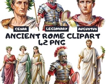 Watercolor Ancient Rome Clipart: 42 PNG Illustrations