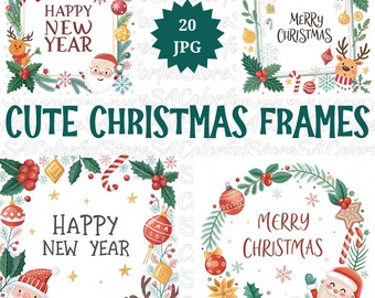 Christmas Frames Clipart: Festive Holiday Borders (20 JPG Pack)
