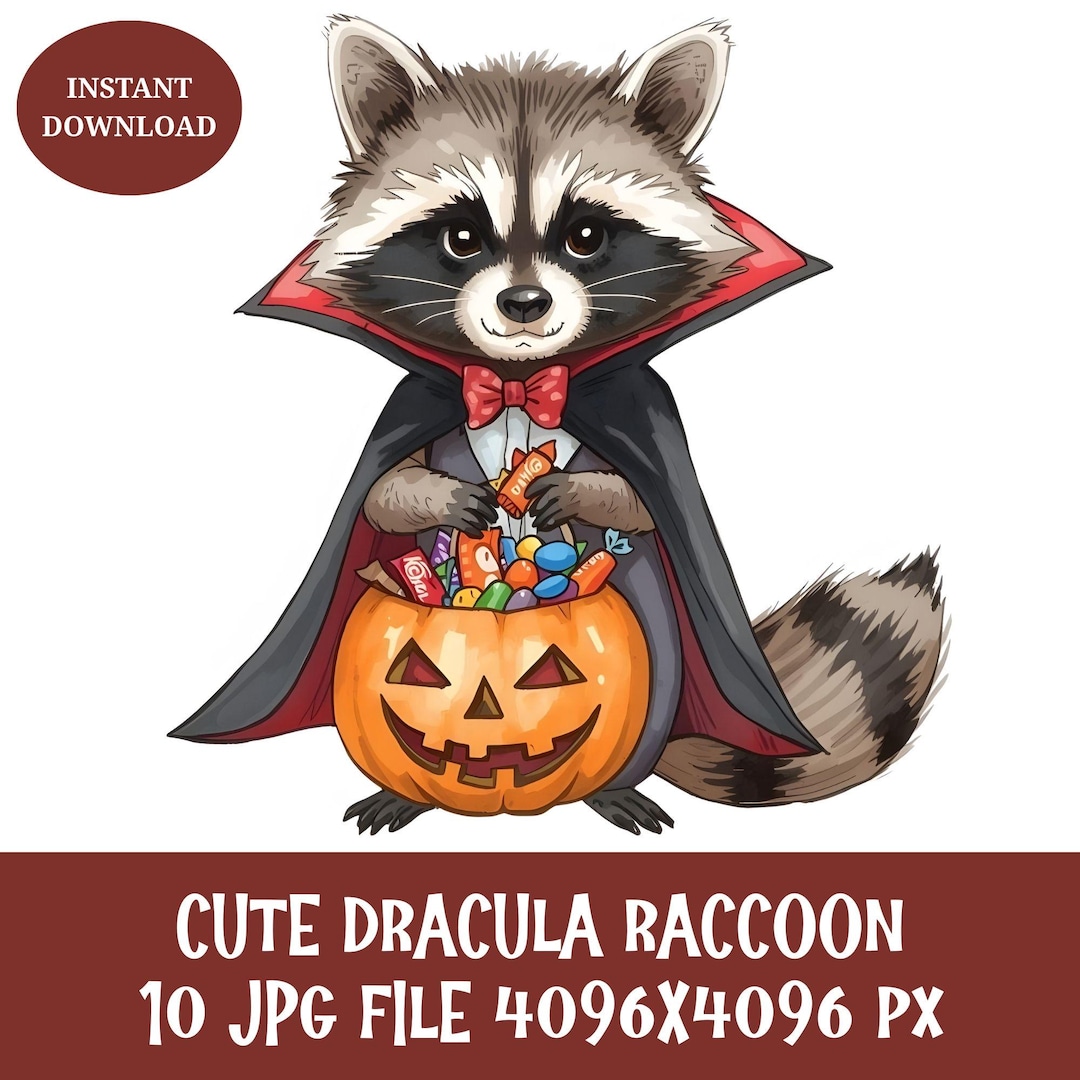 Dracula Raccoon Clipart, Halloween Vampire PNG (4096x4096 Px) - Etsy