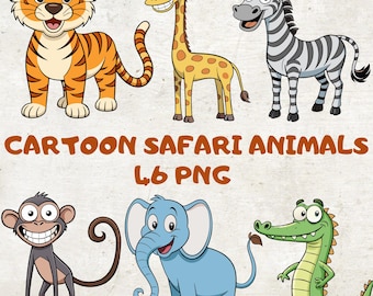 Watercolor Safari Animal Clipart Bundle, Nursery Decor (PNG)