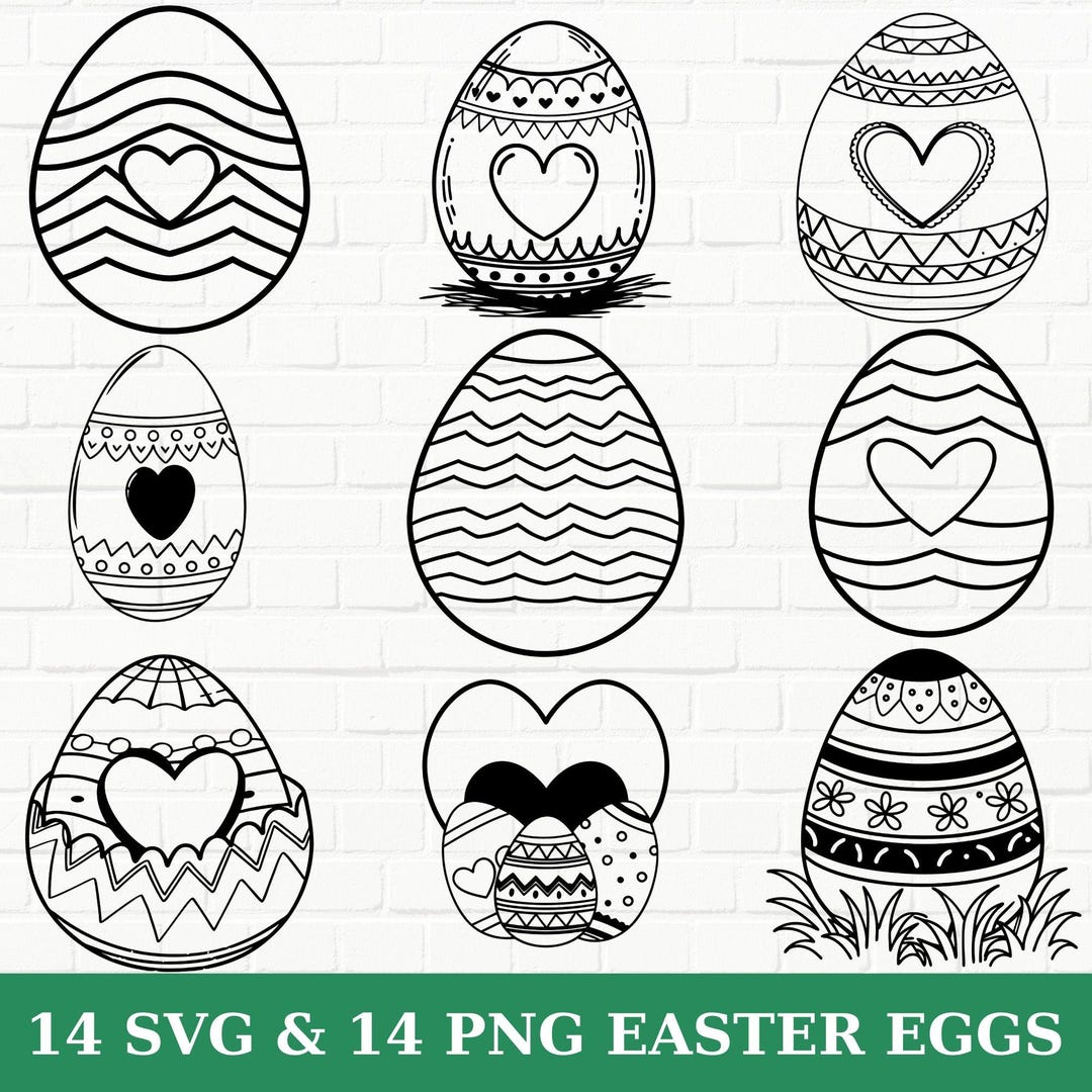 Easter Egg SVG PNG Bundle, Vector Cut Files - Etsy
