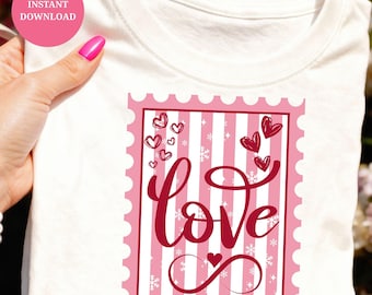 Pacchetto SVG d'amore per San Valentino, Clipart di citazioni a forma di cuore rosa, download digitale, uso commerciale