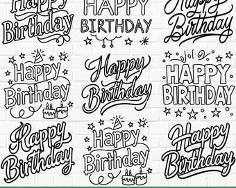Happy Birthday SVG PNG Bundle: Cake Topper, Party Decor (Cut Files)