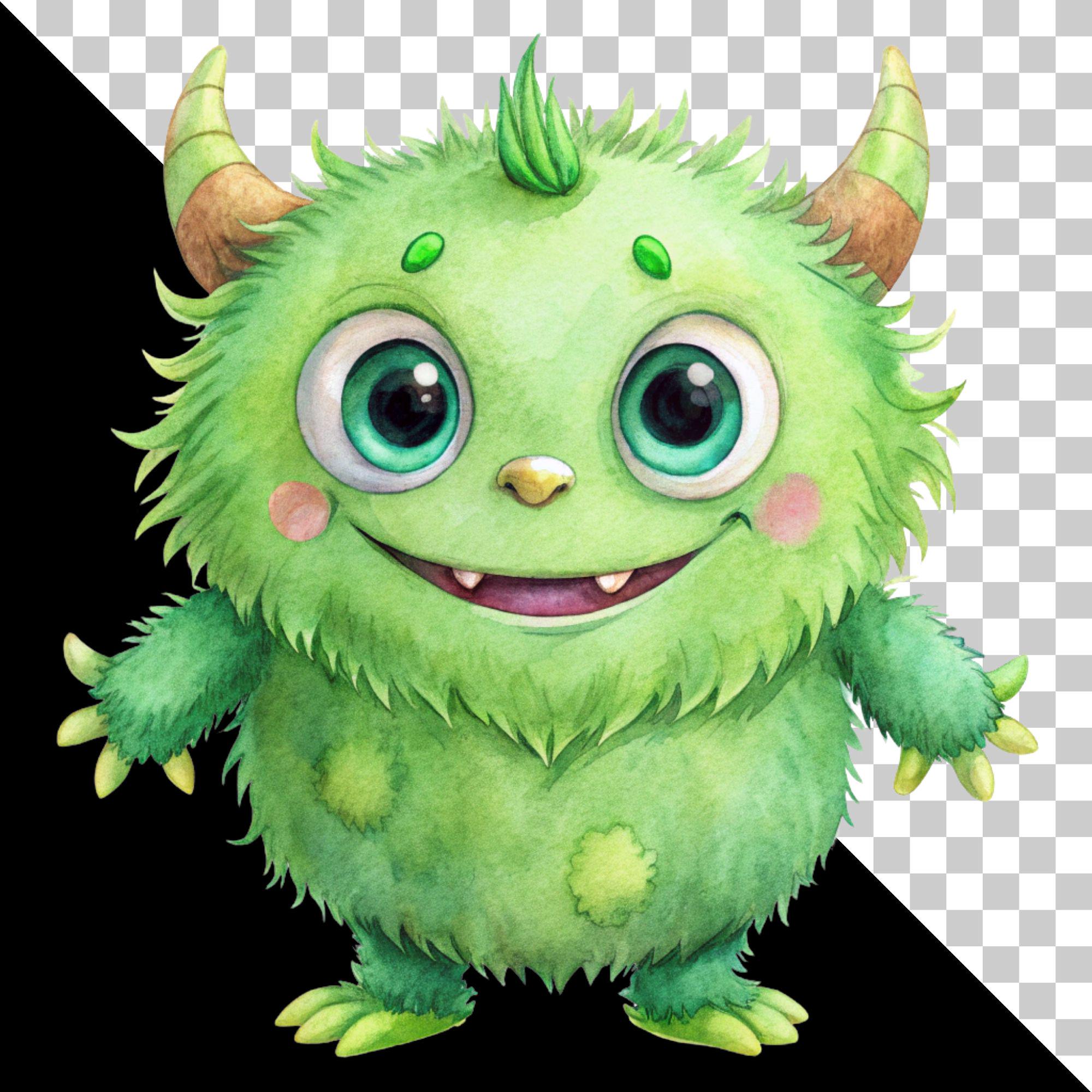 Watercolor Monster Clipart, Kids Illustration, 24 PNG (digital