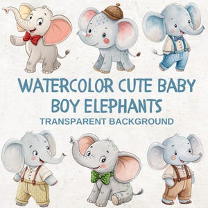 12 Cute Baby Boy Elephants Clipart Boy Elephant Watercolor Clipart Watercolor Baby Animals Clip Elephant Nursery Decor Elephant Clipart
