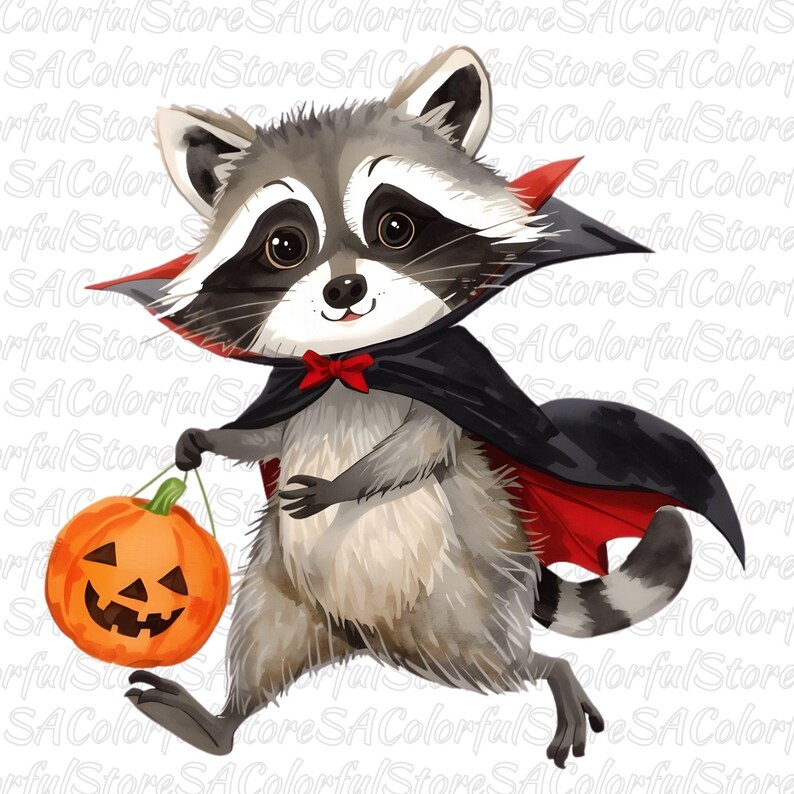 Dracula Raccoon Clipart, Halloween Vampire PNG, Commercial Use - Etsy