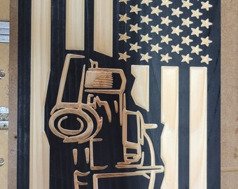 Semi Truck Wood Flag Sign Digital File Shapeoko Carbide Create CNC Router CNC File Cut Files C2D includes Shapeoko Cnc Router File