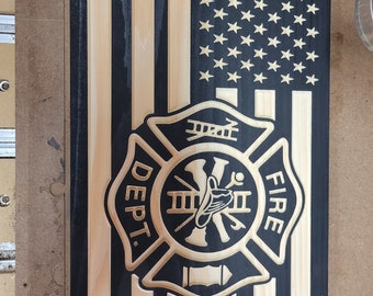 SVG File ONLY Fire Department Wood Flag Sign Digital File Shapeoko Carbide Create CNC Router Laser