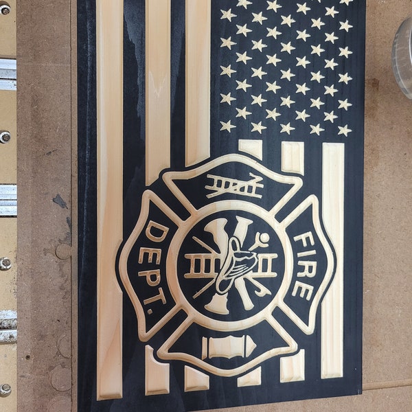 Fire Department Wood Flag Sign Digital File Shapeoko Carbide Create CNC Router CNC File Cut Files  C2D includes Shapeoko Cnc Router File