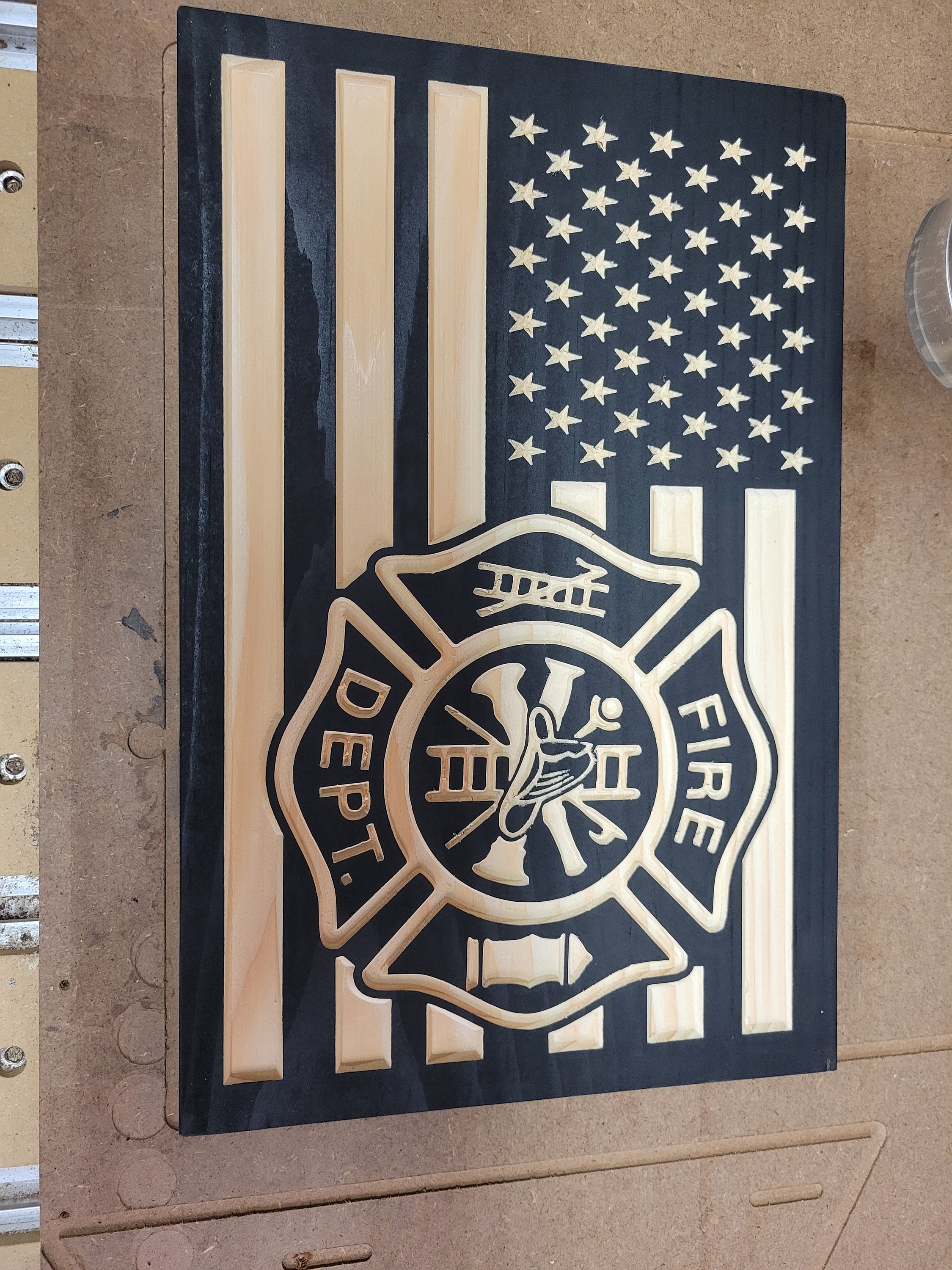 Fire Department Wood Flag Sign Digital File Shapeoko Carbide Create CNC Router CNC File Cut Files  C2D includes Shapeoko Cnc Router File