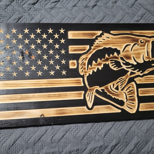 Largemouth Bass Wood Flag Sign Digital File Shapeoko Carbide Create CNC Router CNC File Cut Files C2D includes Shapeoko Cnc Router File