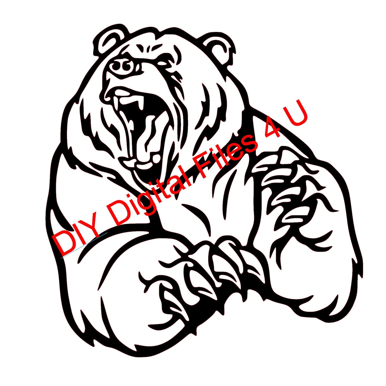 Grizzly Bear Svg Bear Svg Digital File Cricut Silhouette CNC Router Cut