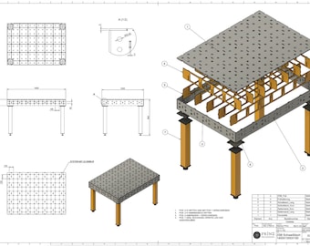 System 22 mm - welding table 1400x1000x150x8mm - welding table - DXF & STEP - digital download - laser cut file - DIY weld - cutting
