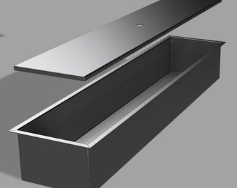 Laser Cut Table Cooler Tray CAD | Built-In Drink Cooler 900x185x130 mm | Metal Furniture Design - digital model download - STEP / DXF