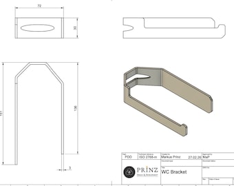 Toilet Roll Holder / Paper Toss Bracket / Digital Download / CAD Model / step-File
