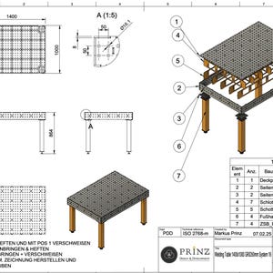 Systeem 16 mm - GRID 50 mm - lastafel 1400x1000x150 - lastafel - DXF & STEP - digitale download - lasergesneden bestand