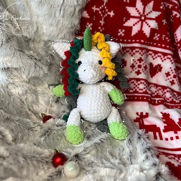 Grande Licorne Au Crochet 40 Cm – Amigurumi Fait Main, Tout Doux, Made In France