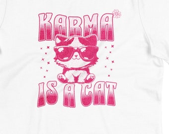 Karma Is a Cat Tee Women's T-Shirt, Music Lyrics T-Shirt, Taylor Swift Inspired, Indie Music Tee, Swiftie Gift, Music Lover