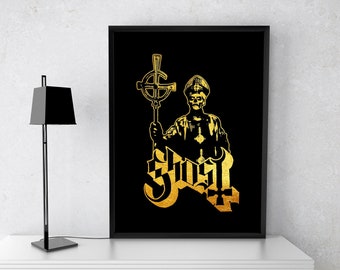 Ghost / Papa Emeritus / or / métal / rock / affiche / graphiques vectoriels / fichier numérique / A2