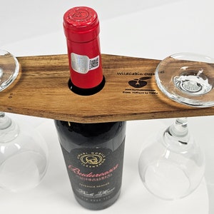Natural wood , hand-carved , 2 glass wine caddy/holder