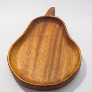 Solid wood plate dessert pear shape (ebony wood)