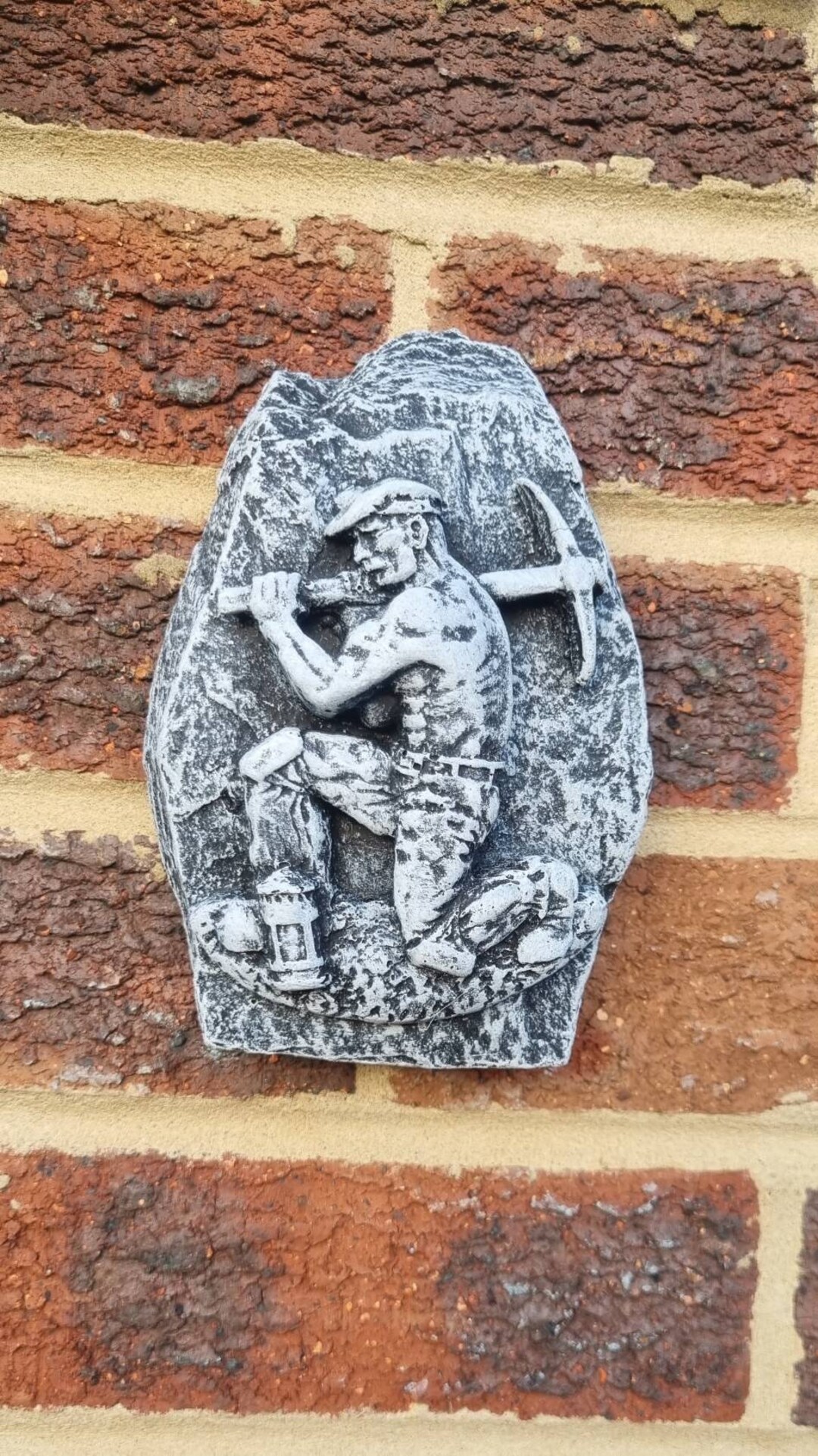 Garden Wall Ornament Miner Working Pickaxe Etsy UK