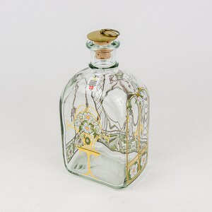 Holmegaard - Lovely vintage glass bottle with Christmas motives - Made in Denmark 1993